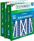 Filterbuy 20x20x5 Air Filter MERV 13 Optimal Smoke & Allergy Defense (2-Pack), Electrostatic Pleated HVAC AC Furnace Filters for Honeywell Return Grille FC40R1003 (Actual Size: 18.38 x 18.38 x 3.69)