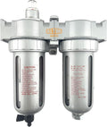 3/8" NPT MID FLOW 2 Stages Coalescing Filter Desiccant Dryer System For Compressed Air Lines, Poly Bowls, Great For Paint Spray And Plasma Cutter