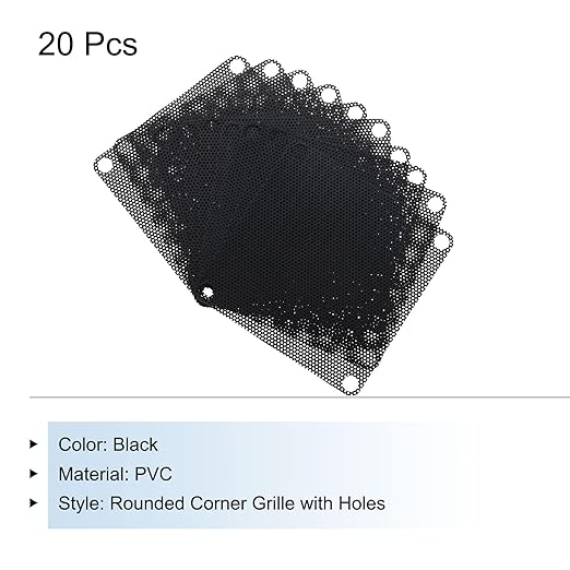MECCANIXITY 20PCS PC Dust Filter, 60mmx60mm PVC Computer Case Cooler Dustproof Mesh Cover Fan Grills for Computer Chassis Speaker, Black