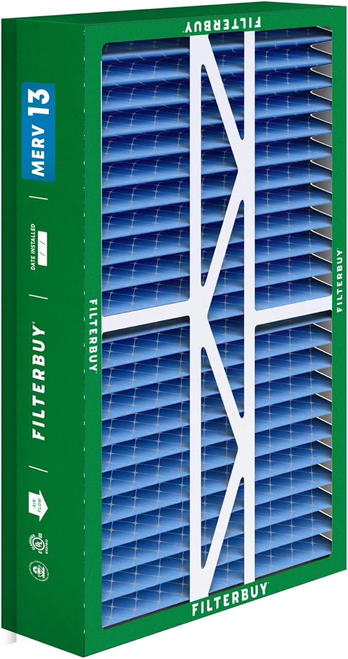 Filterbuy 17.5x27x5 Air Filter MERV 13 Optimal Smoke & Allergy Defense (2-Pack), Pleated HVAC AC Furnace Filters for Trane Perfect Fit & American Standard (Actual Size: 17.13 x 26.13 x 4.97)