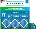 Filterbuy 11.25x11.25x1 Air Filter MERV 13 Optimal Smoke & Allergy Defense (3-Pack), Electrostatic Pleated HVAC AC Furnace Filters Replacement, Made in USA (Actual Size: 11.25 x 11.25 x 0.75)