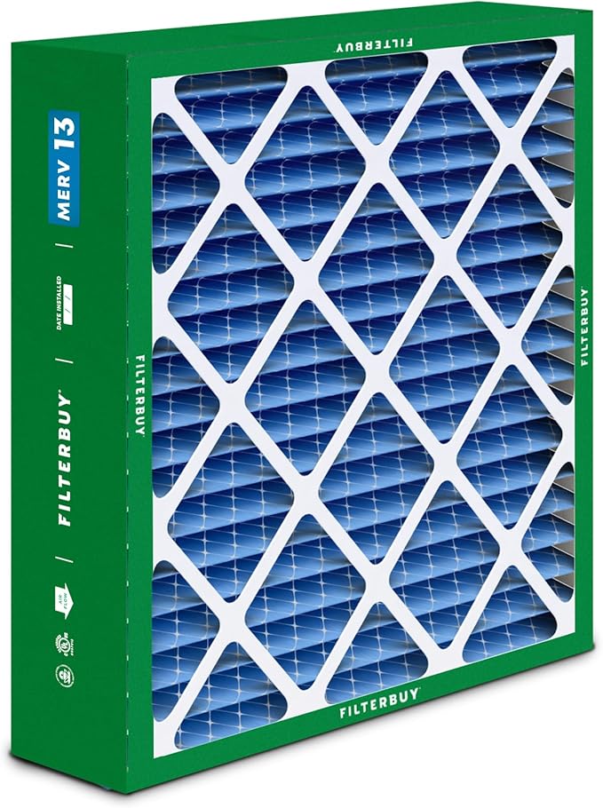 Filterbuy 20x25x6 Air Filter MERV 13 Optimal Smoke & Allergy Defense (2-Pack), Pleated HVAC AC Furnace Filters for AprilAire Space-Gard 201, 2200, 2250, & Lennox (Actual Size: 19.75 x 24.25 x 6.00)