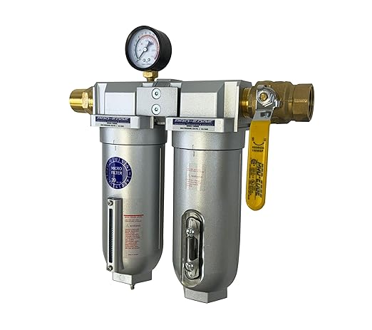 3/4" NPT Industrial (2-Stage) Coalescing Filter Removes Oil, Moisture Vapor Aerosols and in Line Desiccant Bead Air Dryer for Compressed Air Lines