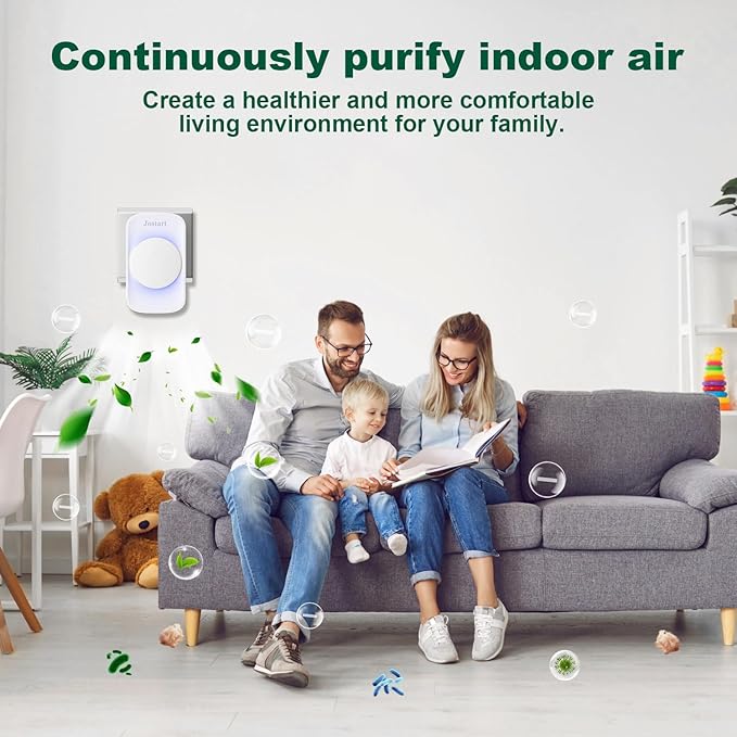 Air Ionizer for Home(3 pack), Ionic Air Purifier Plug in with 6 Carbon Fiber Tips, Ultra Quiet Portable Air Cleaner for Kitchen Bedroom Office Bathroom,Energy Efficient with Blue/Warm White Mood Light