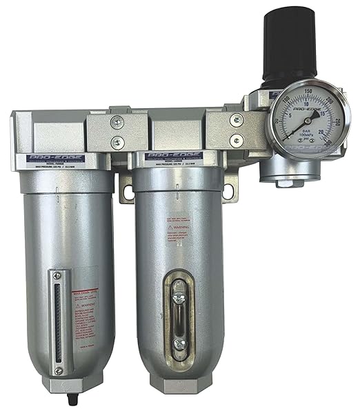 1/2" NPT Industrial (3-Stage) Oil, Moisture Vapor Removing Coalescing Filter and in Line Desiccant Air Dryer and Air Pressure Regulator for Compressed Air Lines