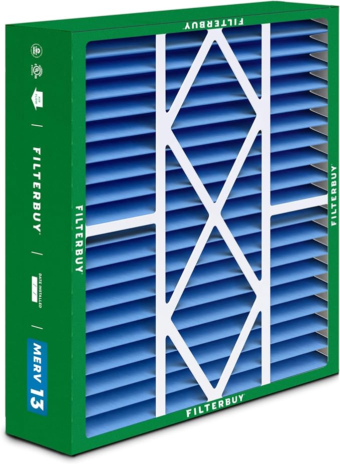 Filterbuy 20x20x5 Air Filter MERV 13 Optimal Smoke & Allergy Defense (2-Pack), Pleated HVAC AC Furnace Filters for Amana, Coleman, Goodman, Maytag, York, and More (Actual Size: 20.25 x 20.75 x 5.25)