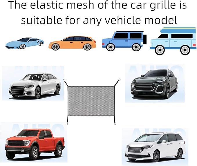 Car Grill Mesh – Premium Bug Screen for Automotive Grille, Radiator Protection, Debris Prevention with Durable Net (White)