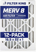 Filter King 16.5x22x1 Air Filter | 12-PACK | MERV 8 HVAC Pleated A/C Furnace Filters | MADE IN USA | Actual Size: 16.5 x 22 x .75"
