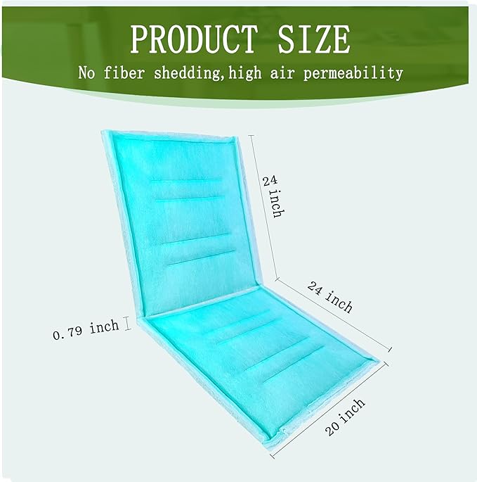 AUC Paint Booth Tacky Intake Filter Pad Series 55, 20" x 48" (8/case) Spray Booth Intake Filter with Internal Wire Support Frame