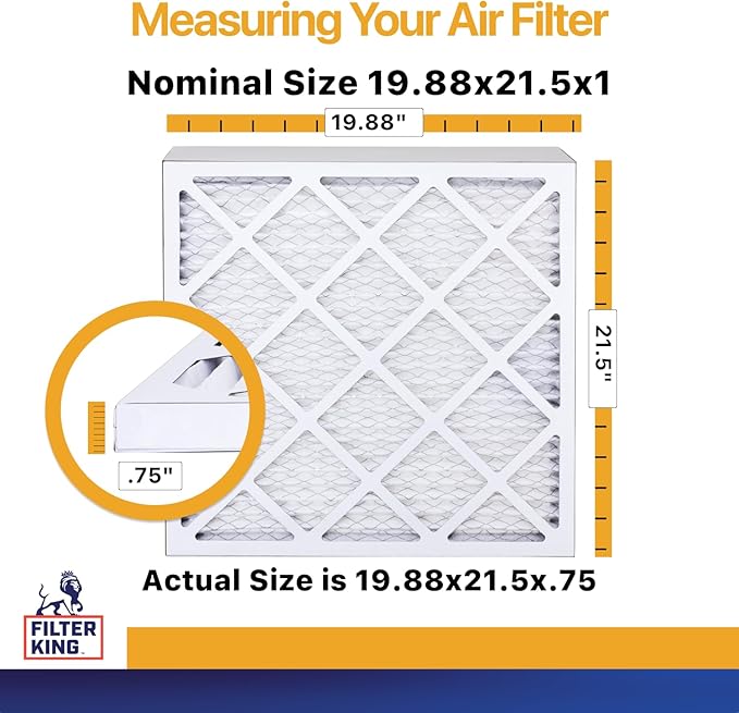 Filter King 19.88x21.5x1 Air Filter | 12-PACK | MERV 13 HVAC Pleated A/C Furnace Filters | MADE IN USA | Actual Size: 19.88 x 21.5 x .75"