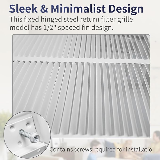 20"W x 12"H [Duct Opening Size] Steel Return Air Filter Grille - Removable Face/Door for 1 inch Filters -HVAC Vent Cover Grill - White [Outer Dimensions: 22 5/8"W X 14 5/8"H]