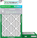 Filterbuy 16x24x2 Air Filter MERV 8 Essential Dust & Allergy Defense (2-Pack), Electrostatic Pleated HVAC AC Furnace Filters Replacement, Made in USA (Actual Size: 15.38 x 23.38 x 1.75)
