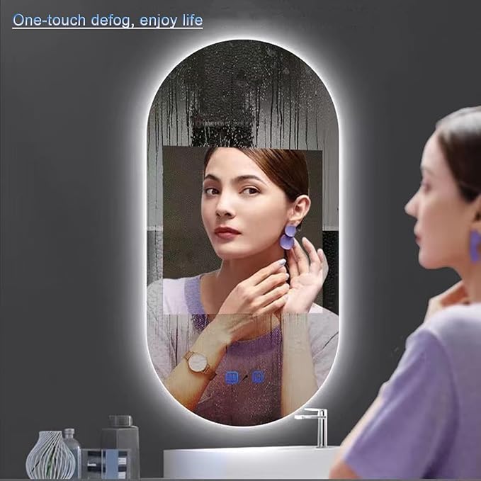 Bathroom Mirror with LED Lights，Bathroom Led Mirror ，Backlit Bathroom Mirror ，LED Mirror for Bathroom，Backlit Lighted Makeup Mirror，with Touch Sensor/Dimming/Demister pad(A,H100*W50cm/H39.4*W19.7IN)