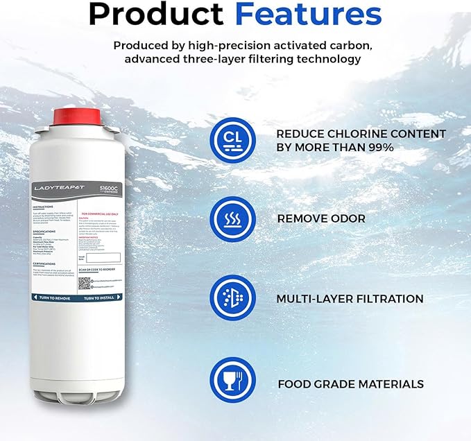Water Filter Replacement Compatible With Elkay 51600C EWF6000 Bottle Filling Stations, 6000 Gallons/12 Months (No Chip - 2 Pack)
