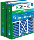 Filterbuy 20x22x5 Air Filter MERV 13 Optimal Smoke & Allergy Defense (2-Pack), Pleated HVAC AC Furnace Filters for Amana, Goodman, Nordyne, and Five Seasons (Actual Size: 19.50 x 21.94 x 5.25)