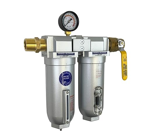 3/4" NPT Industrial (2-Stage) Coalescing Filter Removes Oil, Moisture Vapor Aerosols and in Line Desiccant Bead Air Dryer for Compressed Air Lines