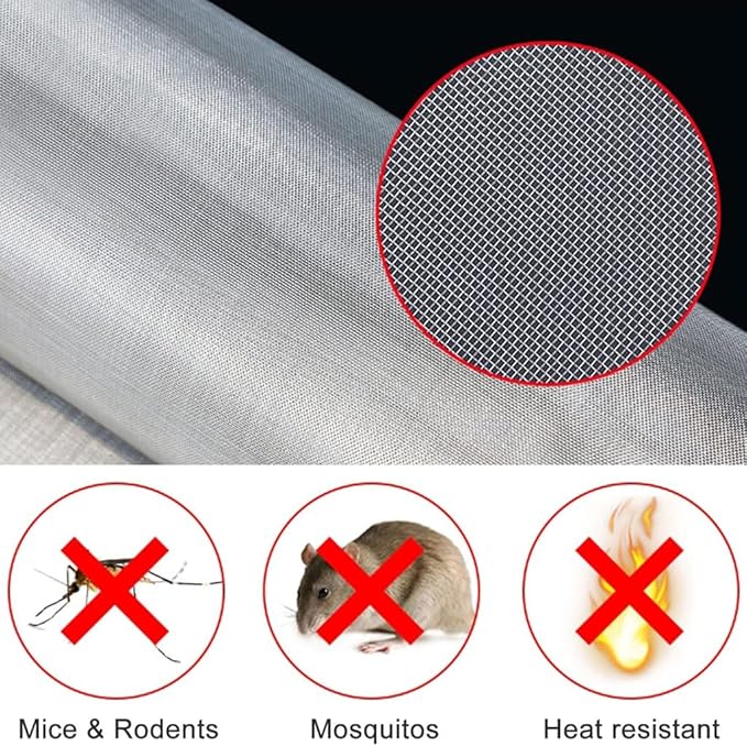 MRYBD 304 Stainless Steel Woven Wire Mesh Small 1mm Hole Fine Wire Mesh, 30 Mesh Drain Cover Mesh, Garden Insect Screen, for Air Bricks, Window, Vents, Filter 1x16m