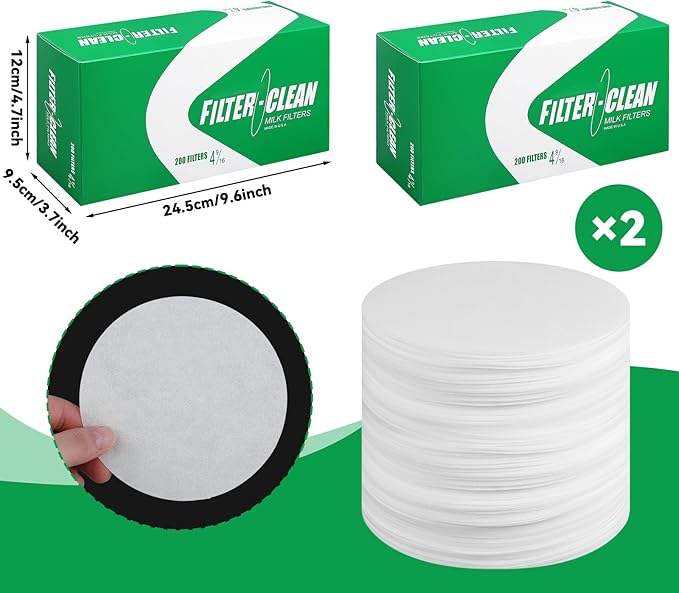 400 Pack Milk Filter Discs Quick Flow Non-gauze Small 4-9/16" Od Replacement Filters Disks for Raw Milk Strainer 200 Discs Per Box