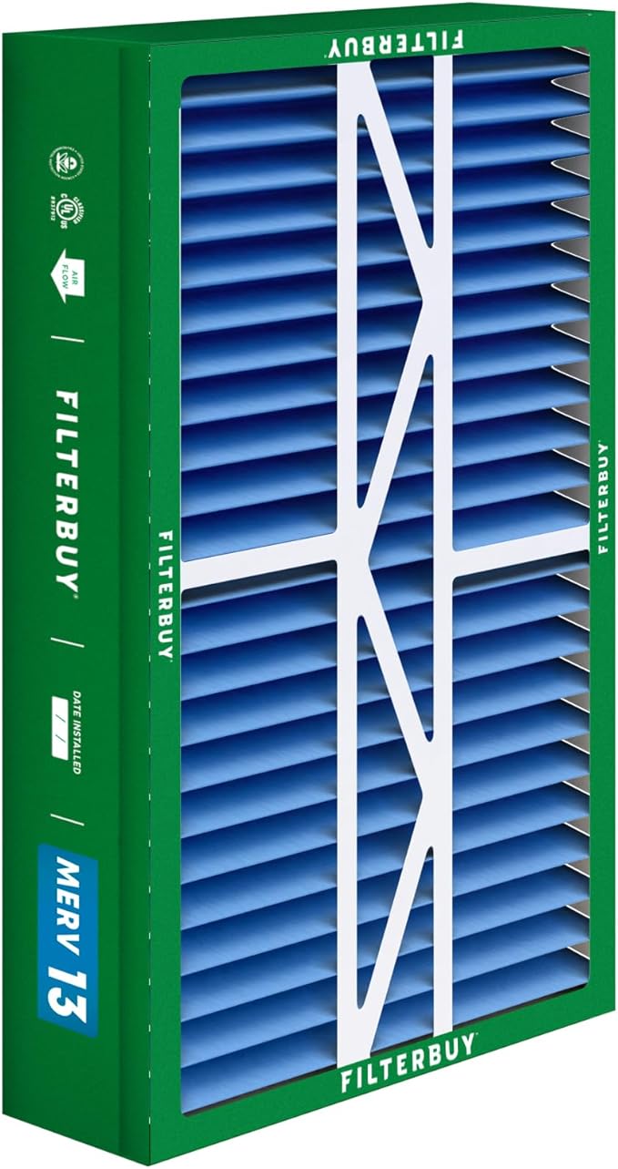 Filterbuy 17.5x27x5 Air Filter MERV 13 Optimal Smoke & Allergy Defense (2-Pack), Pleated HVAC AC Furnace Filters for Trane Perfect Fit & American Standard (Actual Size: 17.13 x 26.13 x 4.97)