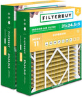 Filterbuy 21x24.5x5 Air Filter MERV 11 Superior Pet & Allergy Defense (2-Pack), Electrostatic Pleated HVAC AC Furnace Filters for Rheem, Ruud, and Protech (Actual Size: 20.63 x 24.13 x 4.38)