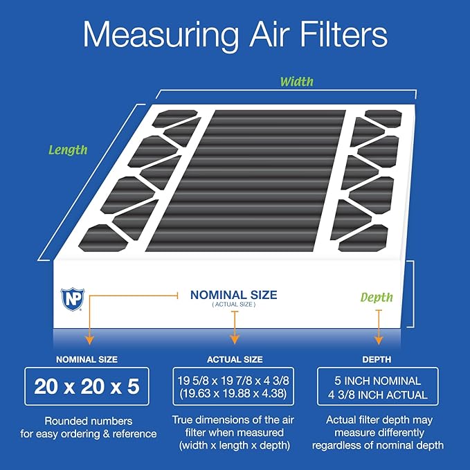 Nordic Pure 20x20x5 (Actual Size: 19 5/8 x 19 7/8 x 4 3/8) Honeywell/Lennox Replacement Odor Reduction Merv 8 Filter 2 PK