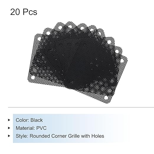 MECCANIXITY 20PCS PC Dust Filter, 50mmx50mm PVC Computer Case Cooler Dustproof Mesh Cover Fan Grills for Computer Chassis Speaker, Black