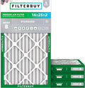 Filterbuy 14x25x2 Air Filter MERV 8 Essential Dust & Allergy Defense (4-Pack), Electrostatic Pleated HVAC AC Furnace Filters Replacement, Made in USA (Actual Size: 13.50 x 24.50 x 1.75)