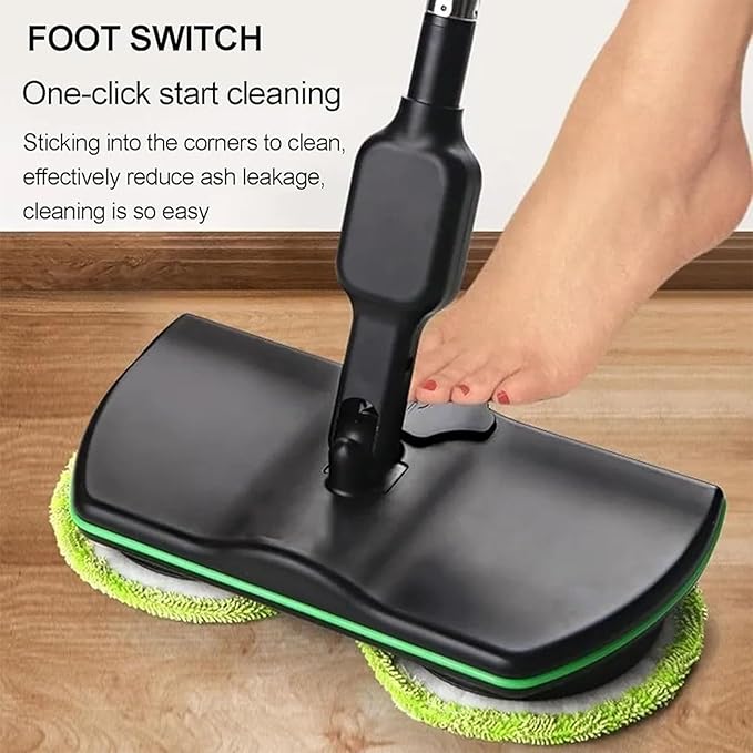 Cordless Electric Mop, 35dB Quiet Floor Cleaner with Dual Motor, Lightweight Spin Scrubber for Hardwood Tile Marble, Adjustable Handle, Rechargeable Polisher, Washable Pads，4 PCS Cleaning Cloths
