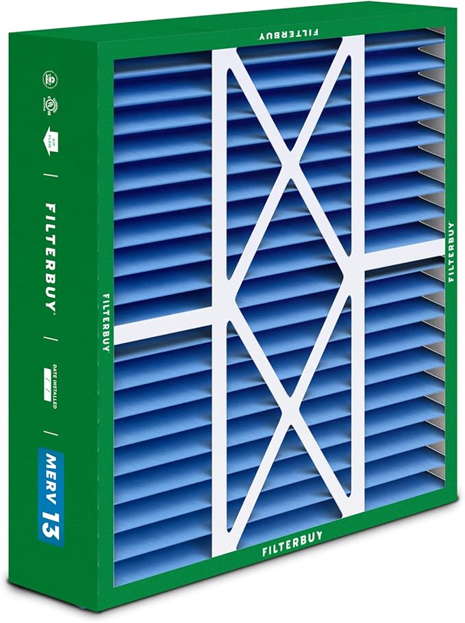 Filterbuy 20x22x5 Air Filter MERV 13 Optimal Smoke & Allergy Defense (3-Pack), Pleated HVAC AC Furnace Filters for Amana, Goodman, Nordyne, and Five Seasons (Actual Size: 19.50 x 21.94 x 5.25)