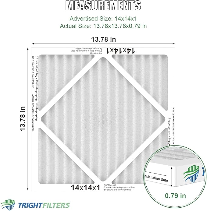 14x14x1 Air Filter 4 Pack, MERV 8 Pleated Dust Defense Air Filters Replacement Air Conditioner HVAC AC Furnace Filter, Durable and Lightweight