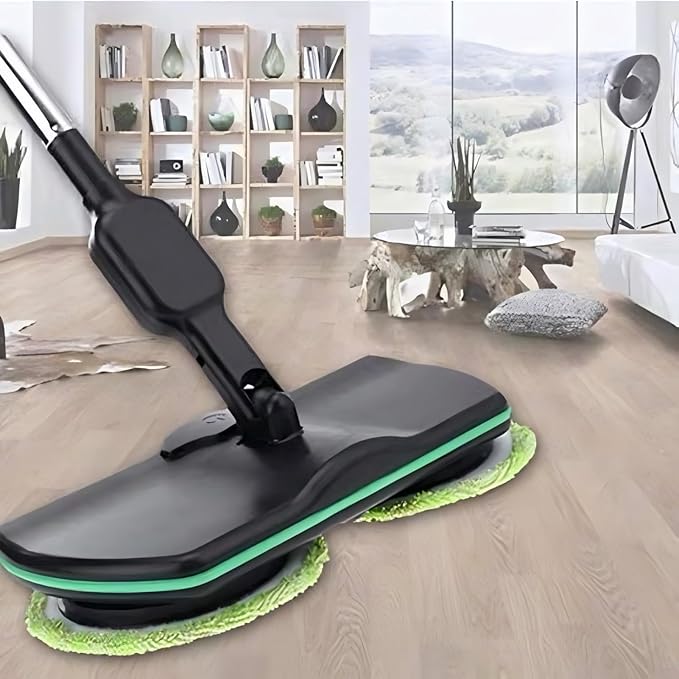 Cordless Electric Mop, 35dB Quiet Floor Cleaner with Dual Motor, Lightweight Spin Scrubber for Hardwood Tile Marble, Adjustable Handle, Rechargeable Polisher, Washable Pads， 2 PCS Cleaning Cloths