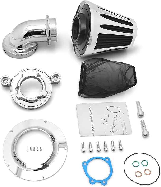 Big Sucker cone Air filter intake for harley air Cleaner Sportster Softail fatboy heritage dyna touring street road king Glide (Deep style -Chromed, Type A : For Sportster XL models)
