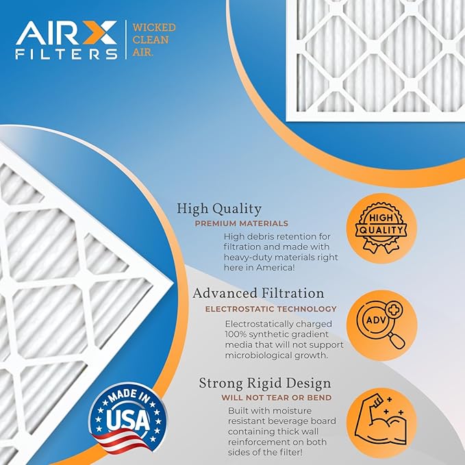 AIRx Filters WICKED CLEAN AIR 16.375x21.5x1 MERV 11 Electrostatic Pleated Air Conditioner Filter Pack 6 HVAC AC Furnace Filters
