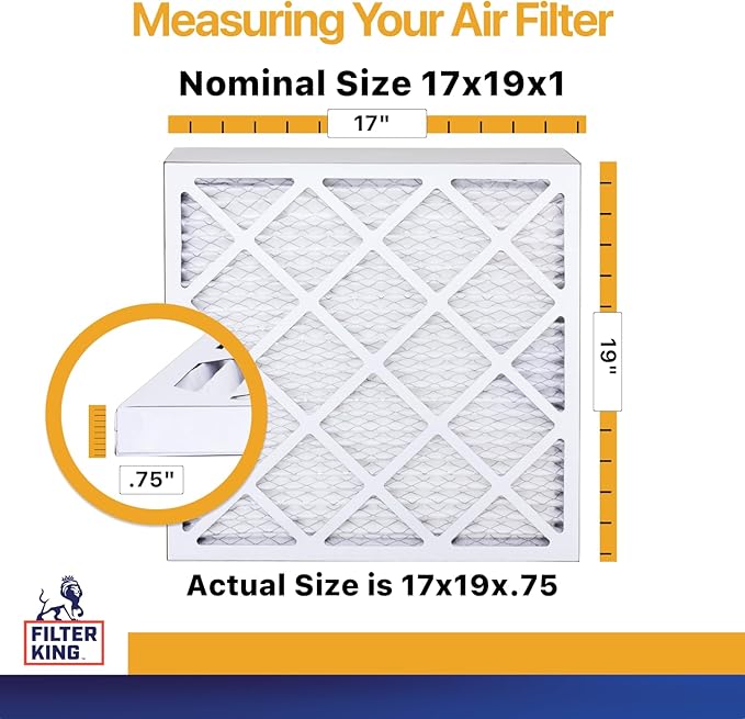 Filter King 17x19x1 Air Filter | 4-PACK | MERV 13 HVAC Pleated A/C Furnace Filters | MADE IN USA | Actual Size: 17 x 19 x .75"