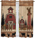 Brown Farmhouse Kitchen Curtains, Vintage Country Animals Wooden Grain Light Filtering Window Curtain Panels, 2Pcs Rod Pocket Window Treatments Set for Living Room Bathroom Bedroom 42x63 Inches