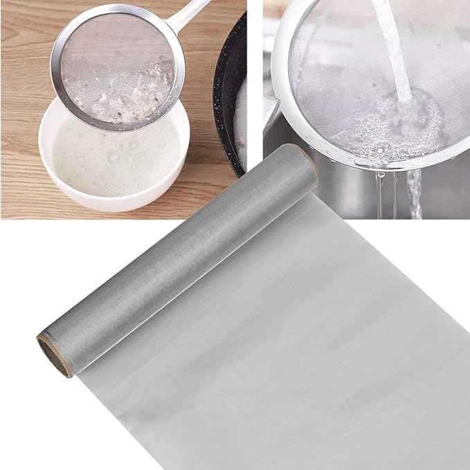 304 Stainless Steel Woven Wire Mesh, Metal Mesh Panel, 150 Mesh Ultra-Fine Filter Screen for Cabinet Ventilation & Window Screen Replacement, Wire Cloth, Insect Barrier