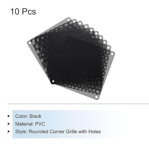 MECCANIXITY 10PCS PC Dust Filter, 140mmx140mm PVC Computer Case Cooler Dustproof Mesh Cover Fan Grills for Computer Chassis Speaker, Black