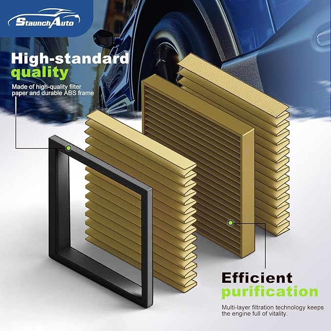 Engine and Cabin Air Filter Combo for 2022-2026 Toyota Tundra 3.5L, 2023-2026 Sequoia 3.5L Air Filter Replacement #17801F4010 87139-50110 Car Accessories 3 Pack