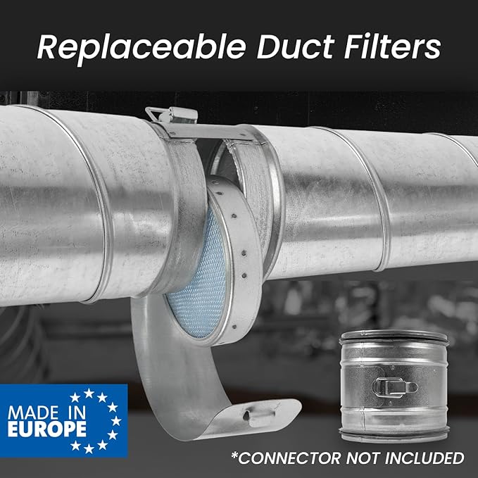 10" Inch Filter Replacement - Round Duct Filter System - G4 Class Filter and Mesh Screen - Dust Collection and Air Purification