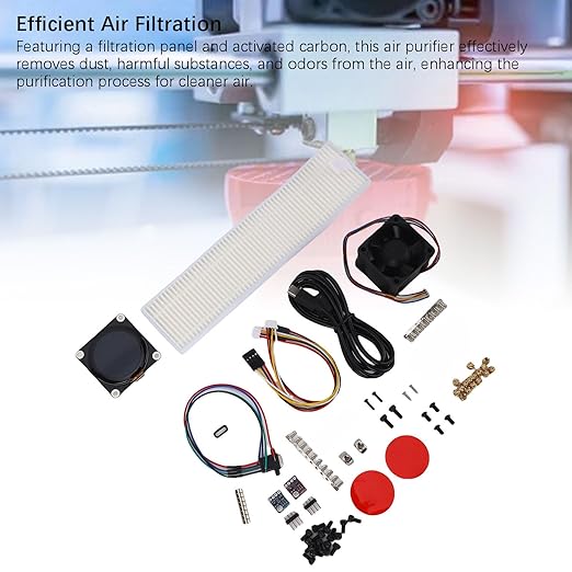 3D Printer Air Filter, LCD Display Real Time Monitoring Activated Carbon Air Purifier Accessories Kit, with Adjustable Sensors, for 3D Printer Enthusiasts