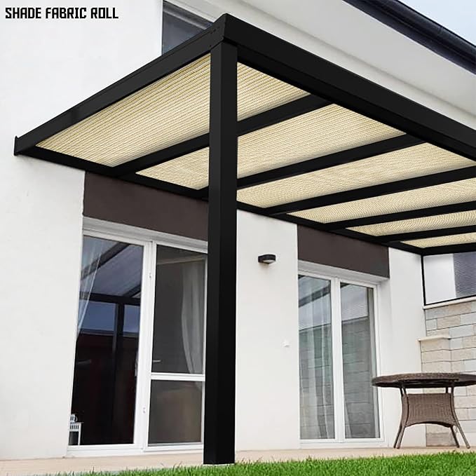 TANG Sun Shade Fabric Roll 8'x85' Shade Cloth for Garden Beige HDPE Mesh Shading Pergola Cover Replacement Canopy, 95% Blockage Sunshades for Outdoor Patio Backyard Plant