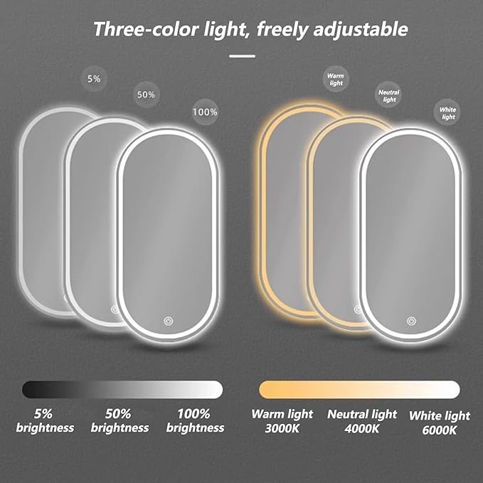 Irregular Bathroom Mirror with 3 Colour LED Light, Wall Mounted Makeup Mirror with Touch Switch and Demister Pad, Energy-Saving LED Smart Mirrors, Dimmable(A,19.7 * 31.5in/50 * 80cm)