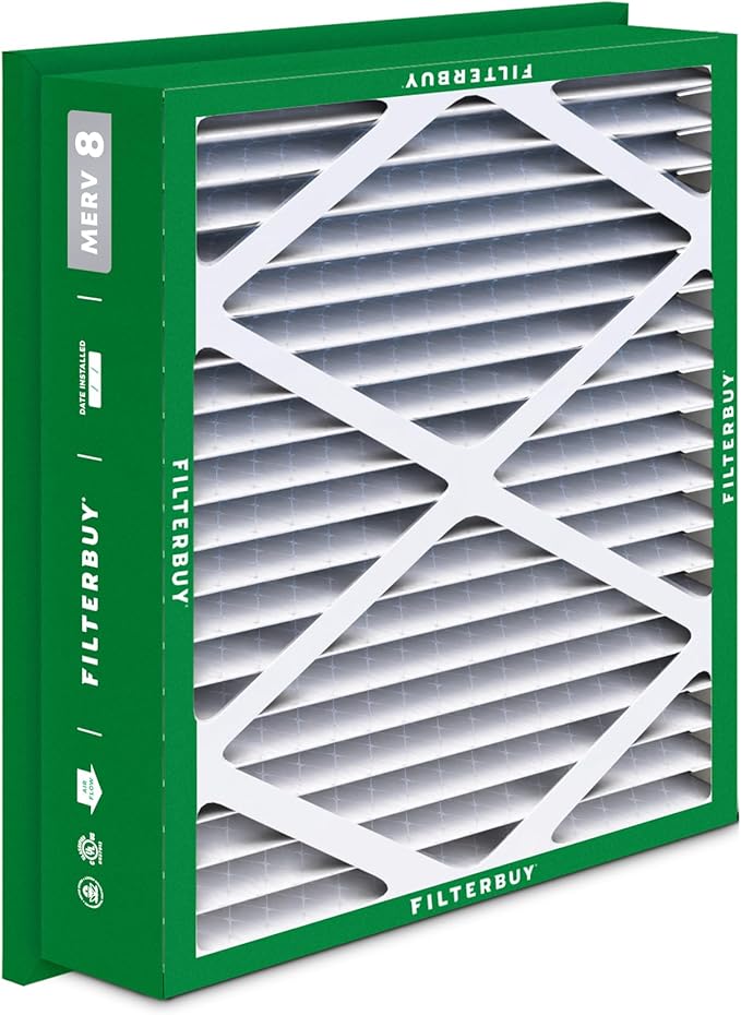 Filterbuy 24x24x5 Air Filter MERV 8 Essential Dust & Allergy Defense (2-Pack), Electrostatic Pleated HVAC AC Furnace Filters Replacement for Honeywell Return Grille (Actual Size: 22.38 x 22.38 x 4.38)