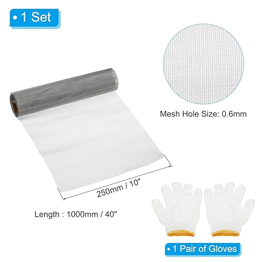 PATIKIL 40" L x 10" W Woven Wire Mesh, 30 Mesh 304 Stainless Steel Air Vent Filter Screen with Gloves for Window Security Vent Cover Filtration Animals Fence