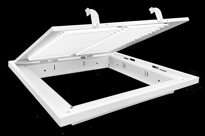 HVAC Premium 14" X 10" Steel Return Air Filter Grille for 1" Filter - Fixed Hinged - HVAC Duct Cover - Flat Stamped Face - White [Outer Dimensions: 16 5/8"w X 12 5/8"h]