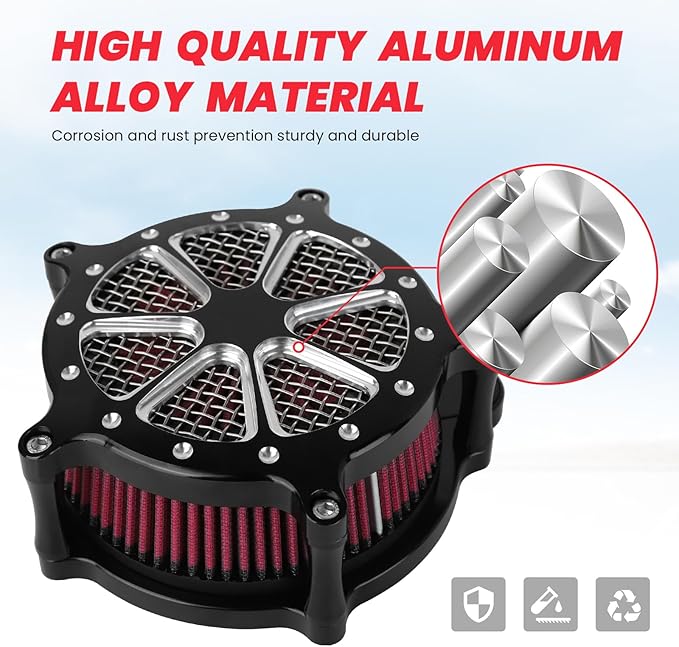 Harley M8 Air Filter, High-Flow Air Filter compatible with Harley Davidson Touring Street Road Glide Road King 2017+, Softail 2018+,Reusable Aluminum Air Intake Filter