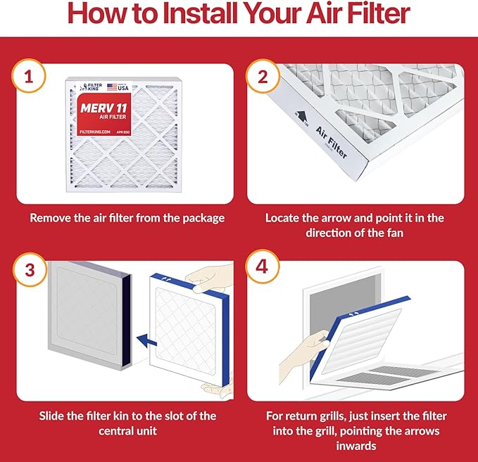 Filter King Air Filters 29.75x31.75x1 | 6-PACK | MERV 11 HVAC Pleated AC Furnace Filters | Actual Size 29.75 x 31.75 x .75"