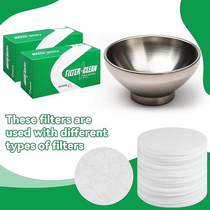 400 Pack Milk Filter Discs Quick Flow Non-gauze Small 4-9/16" Od Replacement Filters Disks for Raw Milk Strainer 200 Discs Per Box