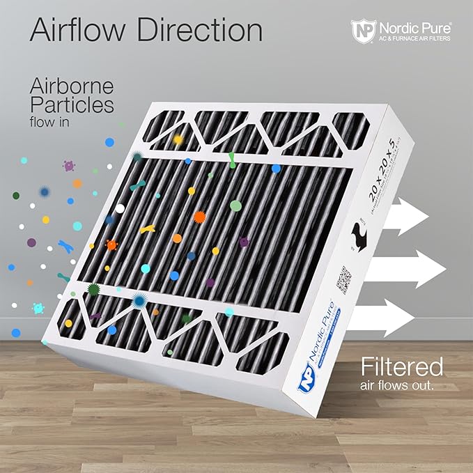 Nordic Pure 20x20x5 (Actual Size: 19 5/8 x 19 7/8 x 4 3/8) Honeywell Replacement Furnace Filters MERV 12 Plus Carbon 1 Pack