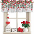 Poinsettia Berry Valance Curtains for Kitchen, Red Floral Winter Plants Vintage Wood Grain Privacy Rod Pocket Valance Curtain, Light-Filtering Window Treatment for Bedroom Bathroom, 60"x18"